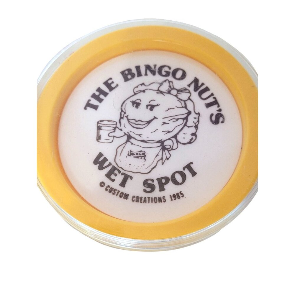 Vintage The Bingo Nuts Wet Spot Coasters Set Of 8 By Custom Creations 1985 USA G
